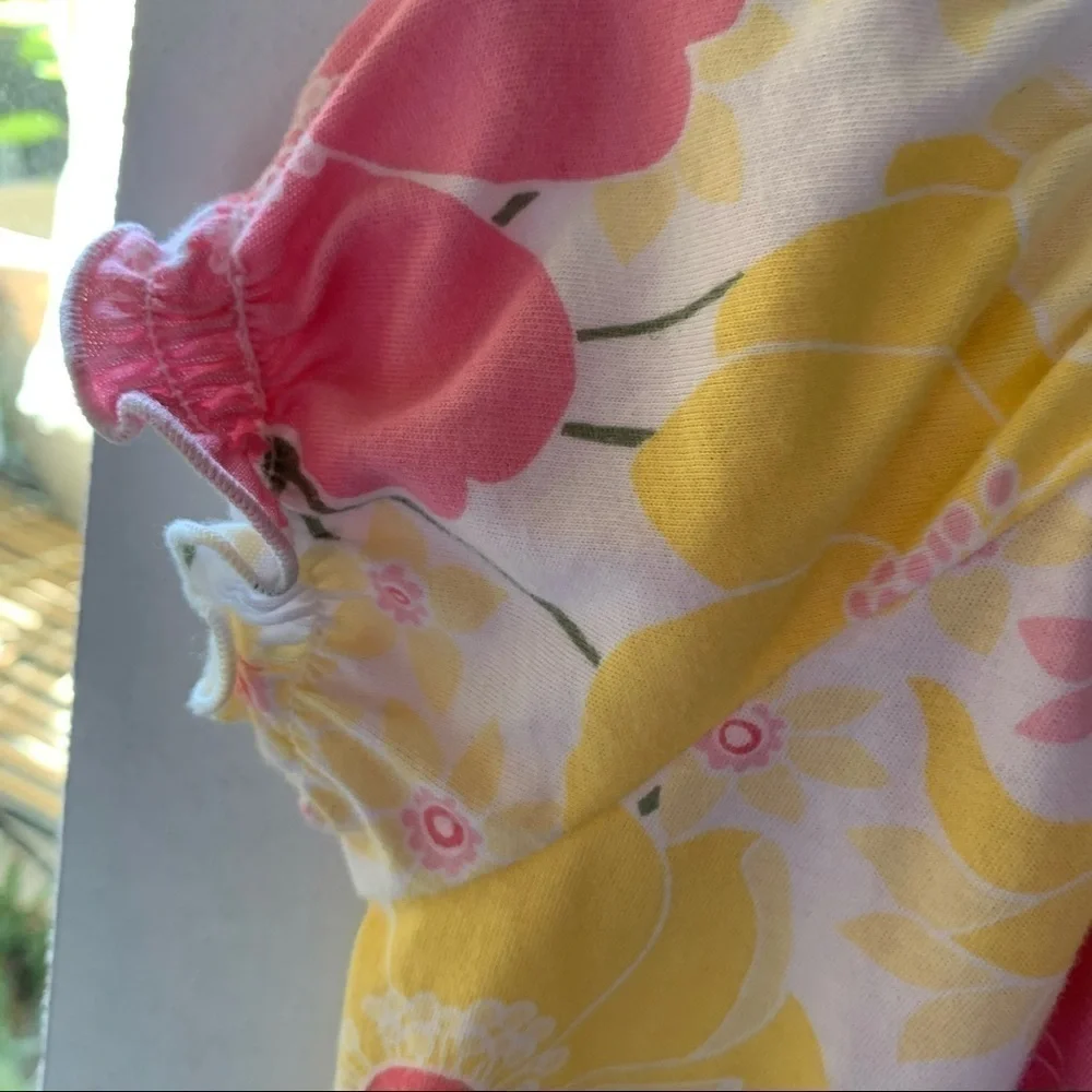 The Children’s Place Floral Ruffle Elastic Spring Summer Pink Yellow. Size 5/6